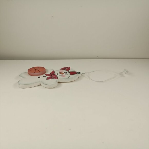 Basketball Sports Snowman Country Christmas Crafty Wooden 4" Holiday Ornament - Picture 4 of 7